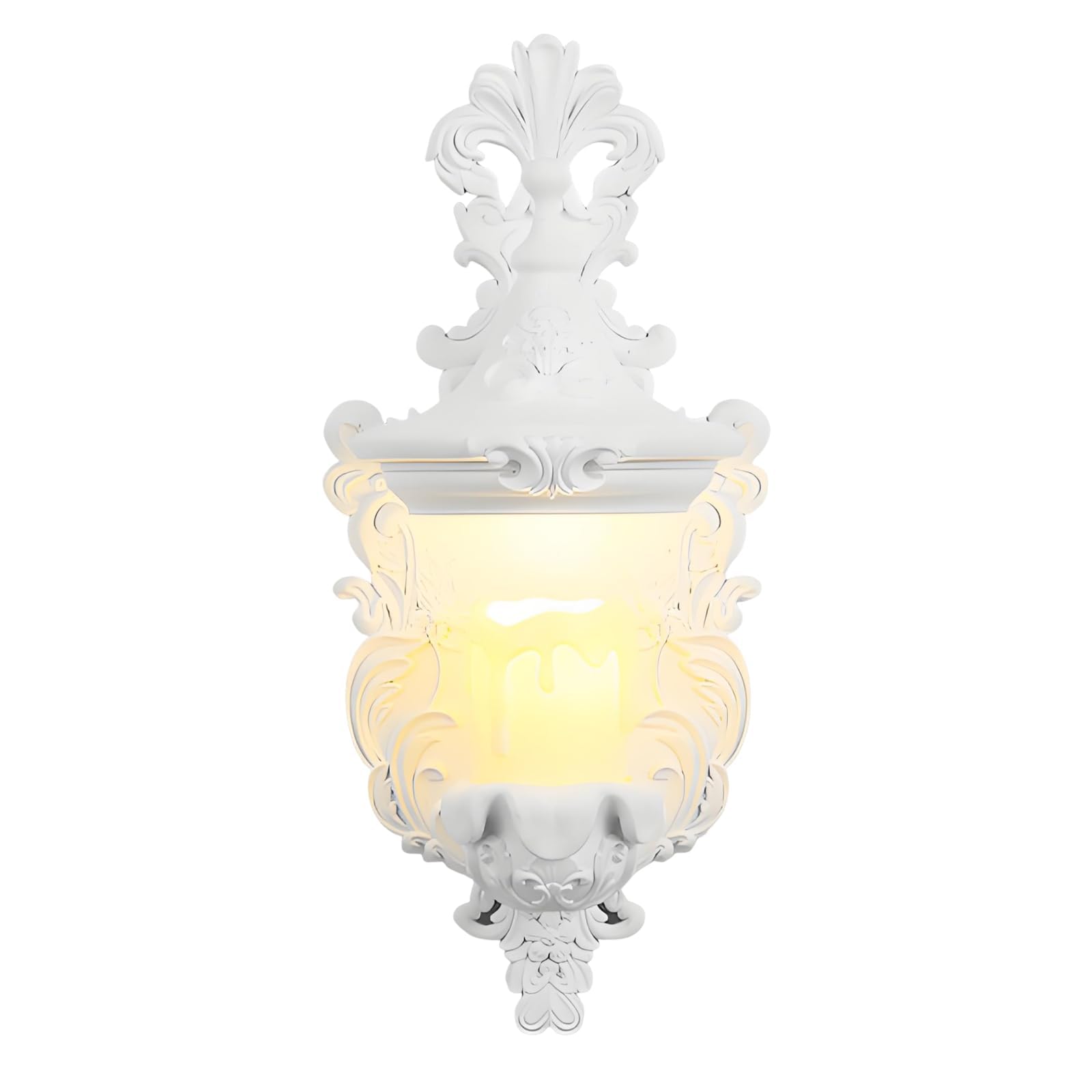 LANTANB French Style Creative Candlesticks Wall Sconce Mid-Century Wall Mount Lamp with Relief Decor Lighting Fixtures for Bedroom Living Room Hallway, E14 Bulb Sockets