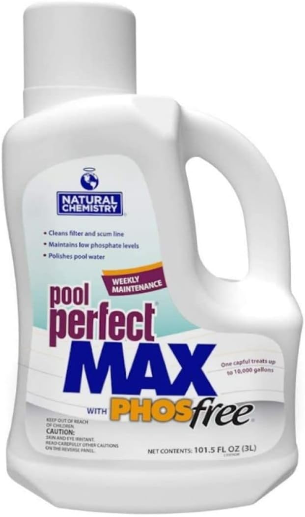 Natural Chemistry Pool Perfect Max with Phosfree, 3L, Single, Cleans Filter & Scumline, Maintains Low Phosphate Levels, Polishes Pool Water