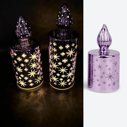 Online Fuchs 3er Set LED-Kerzen aus Glas mit Sternen, Lichterkette und...