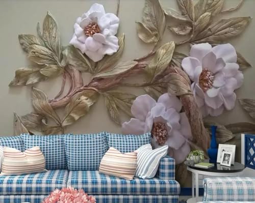 Papier peint fleurs 3d intissé pour masquer les défauts du mur - 4