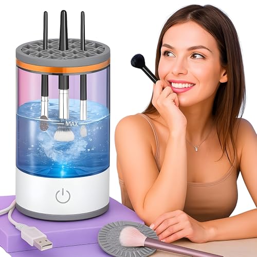 Arabian Finds Makeup Brush Cleaner Electric Brush Spinner with Bowl & Stand | Deep Cleansing for Makeup Brushes | Fast Drying Easy to Use Gentle on Bristles | Makeup Brush Cleaner Machine