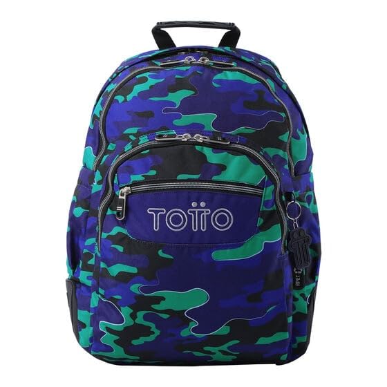 TOTTO - Mochila Escolar Grande, Modelo Rayol, Capacidad 19 L, 3 Compartimentos, 2 Bolsillos Botella, Bolsillo para PC 14', Espaldar Ergonómico con Flujo de Aire, Correas en S, Estampado Seli Azul