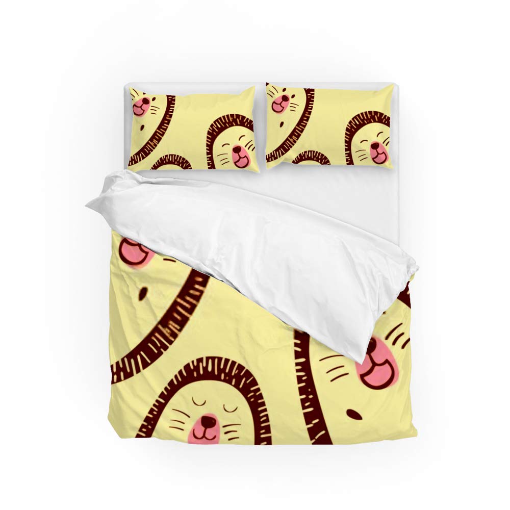 Housse de couette motif hérisson avec taies d'oreiller lit Long Twin polyester