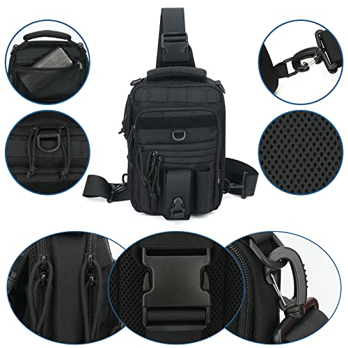 Larkoo Concealed Carry Dual Double Pistol Holster Sling Bag Single Shoulder Chest Backpack Pack For Hunting Shooting Hiking (Black) #TOP3