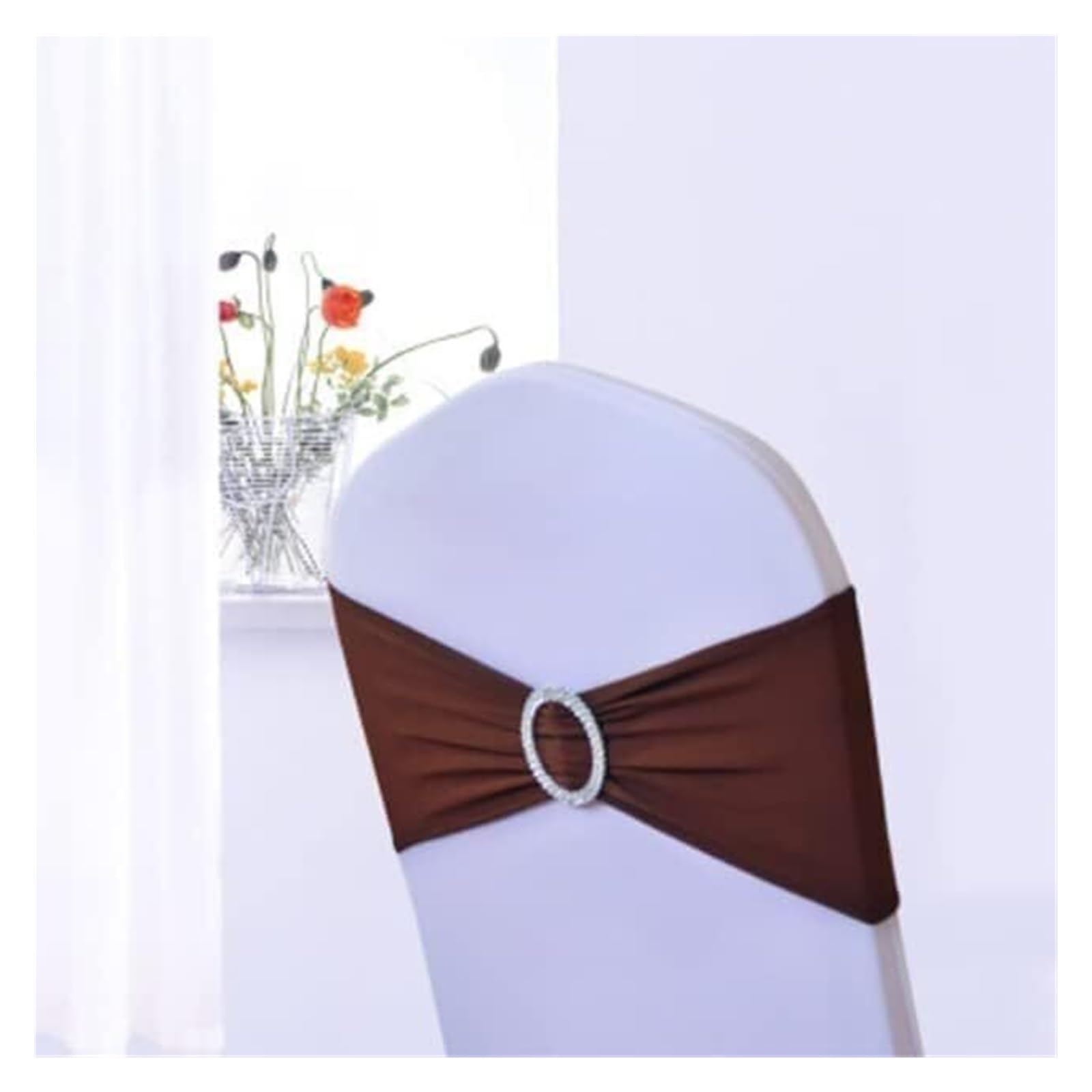 REcsdza chair sashes, 100Pc Spandex Chair Sash Wedding Band SFor Covers Decoration Party Dinner Banquet,100pcs(Coffee Color)