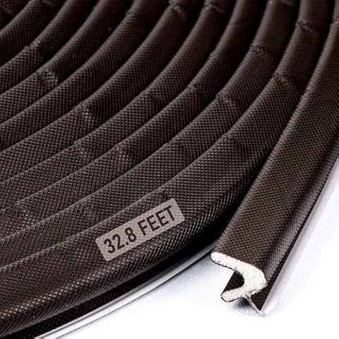 WalDecoo Door Weather Stripping Soundproof Door Seal Strip V-Shaped Q Foam 32.8Ft Kerf Weather Stripping Door Frame Window Insulation Kit for Windows Card Slot Installation Seals （Brown）. Cover