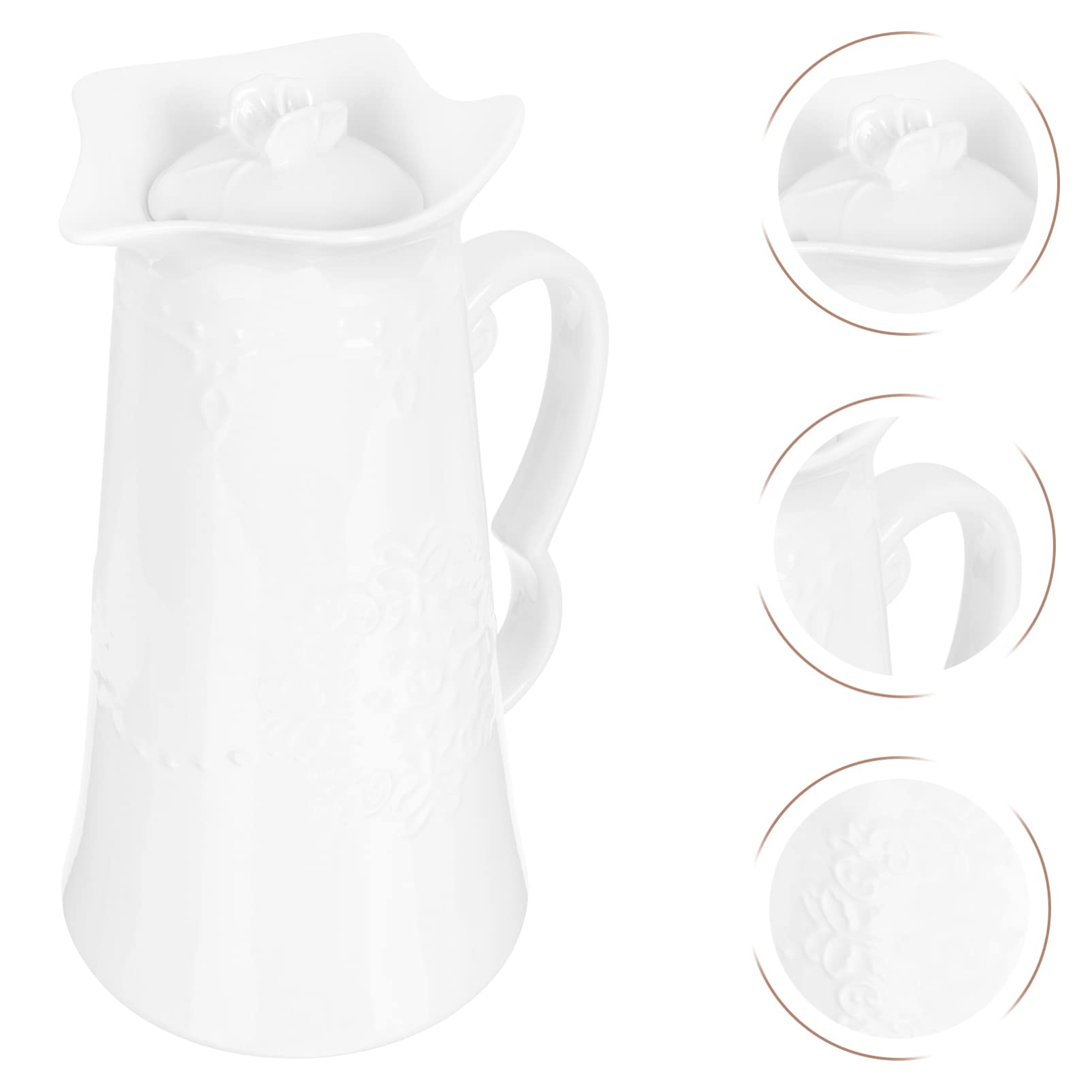 Carafe à Eau en Céramique Blanche 1300ml, Style Européen Élégant
