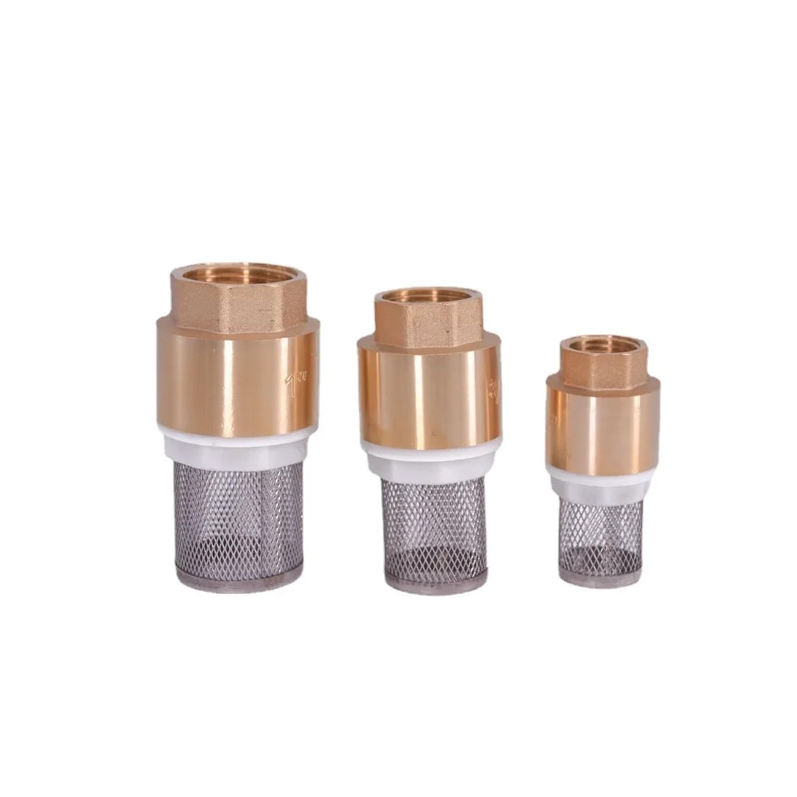 Válvula de retención de latón con rosca hembra de 1/2" a 3" y filtro de malla integrado for sistemas de agua.(2")
