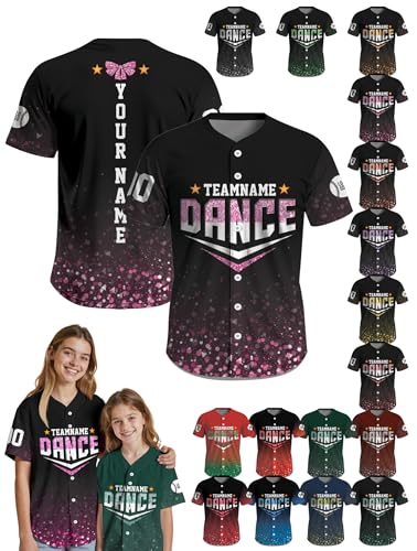 Custom Team Baseball Jersey – Personalized with Team Name, Number & Patch – for Girls, Women, Men, Youth & Kids – Customized Uniform Shirt for Sports, Teams, Outdoor Events Pink Black