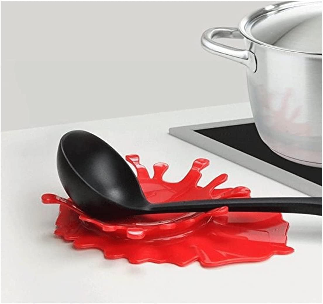 Popowbe Spoon Rest Holder Silicone Ketchup Shape Holders Splash Spoon Rest by Mustard Kitchen Cooking Aid Cup Holder Creative Gift