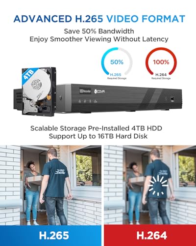 Image of 4COVR 16 Channel PoE Security Camera System, Human Vehicle Detection, Night Vision, 8 Dome IK10 Vandal-Proof 8 Bullet 8MP Wired IP Camera IP67 Commercial, 4K NVR 4TB HDD for Business, LYH54A8M1616-1