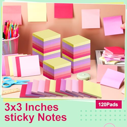 Image of Fainne 120 Pack Sticky Notes Bulk 3x3 Multicolor Self Stick,Vivid Color