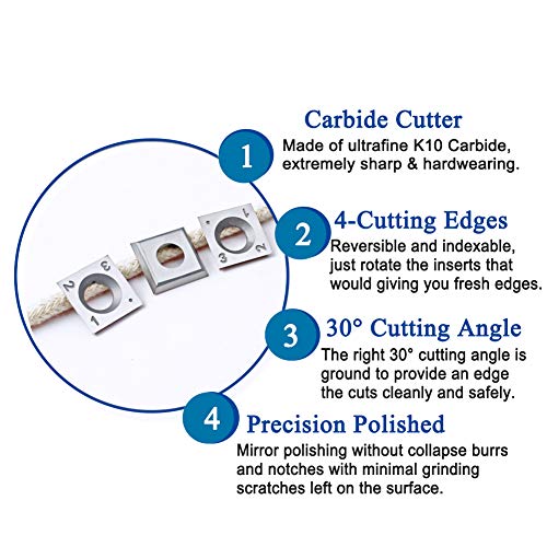 10 Packs 14mm Indexable Carbide Inserts for Spiral/Helical Planer and Jointer Replacement Carbide Cutter Blades with Screws, Fit for Most Grizzly Spiral Cutterhead by TJATSE - Used condition - Image 2