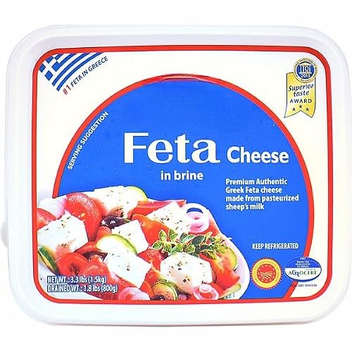 IMPORTED FROM GREECE Feta Cheese, Authentic Greek Brined Cheese with