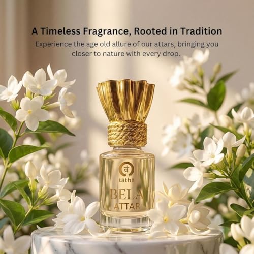 Image of Tatha Premium Bela Attar Original| 100% Natural & Alcohol-Free Bela /Jasmine Perfume Attar for Women & Men Long Lasting| Stress-Relief, Romantic Scent| Ideal Gift |6 ML Pack