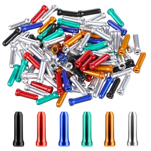 Larrel 100PCS Bike Cable End Caps, 6 Color Practical Lightweight