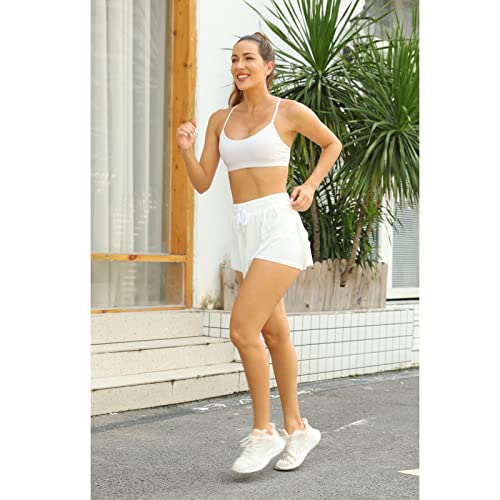 Image of Flowy Athletic Shorts for Women Running Tennis Butterfly Shorts Girls 2-in-1 Double Layer Quick-Drying Comfy Shorts