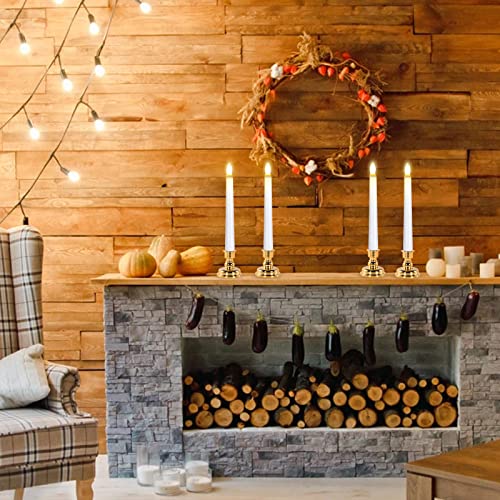 Josu Led Window Candles, Christmas Flameless Window Candle Lights With Timer Battery Operated, 4 3D Wick Light Window Candle+4 Removable Gold Candle Holders+Remote, For Decor &Festival Celebration #TOP3