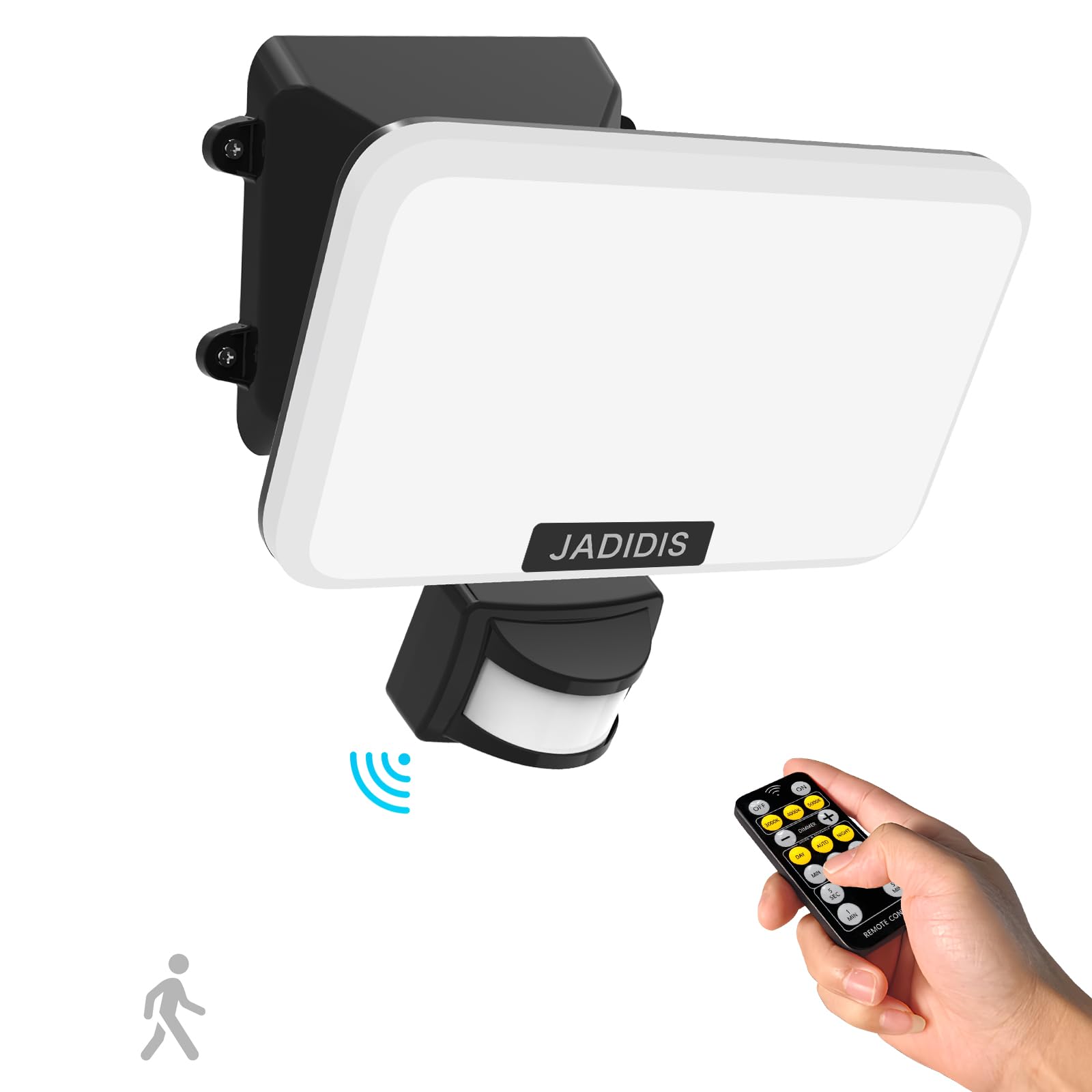 Projecteur LED Extérieur avec Détecteur et Télécommande 30W, Eclairage Exterieur 3600LM avec 132 Leds, Spot Led 3 Couleur & 4 Modes, Étanche IP65 Lampe de Sécurité pour Jardin, Cour, Garage