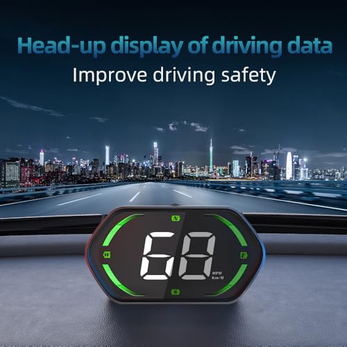 Image of Universal GPS Speedometer HUD for Cars - 2025 New Head Up Display with MPH /KMH, Overspeed Alarm, Fatigue Alert, Large LED Font, Plug & Play USB, Auto Brightness - Fits All Vehicles (Green)