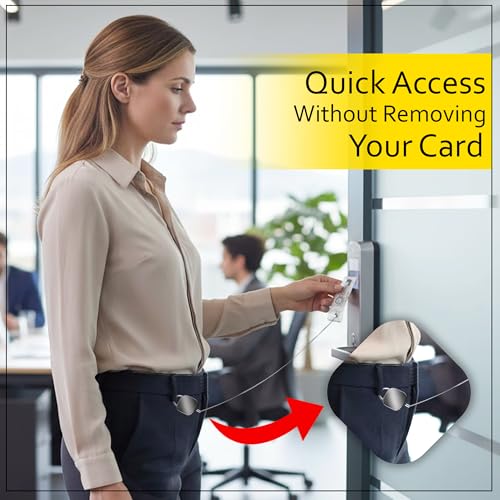 Image of GLUN Premium Pack of 1 Black Retractable Reel ID Card Holder, ID Badge Reel Clip On Card Holders Reel with 68cm Steel Retractable Cord