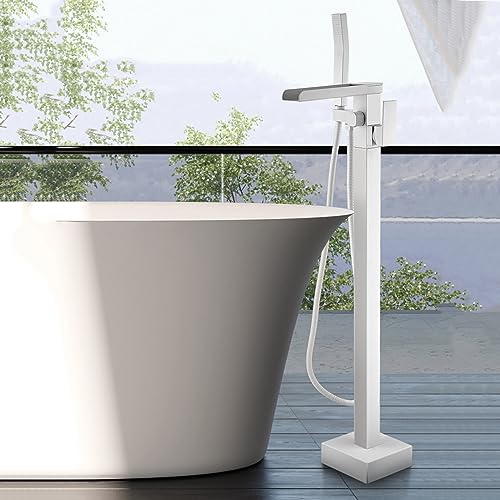 Mitigeur îlot cascade blanc avec douchette 2 modes et bec 360°