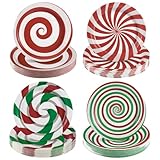 NatNarr 120 Pcs Christmas Paper Plates, 9 Inch Disposable Candy Cane Plates Xmas Peppermint Paper Plates Cute Christmas Dessert Plates Holiday Plates for Winter Christmas New Year Party