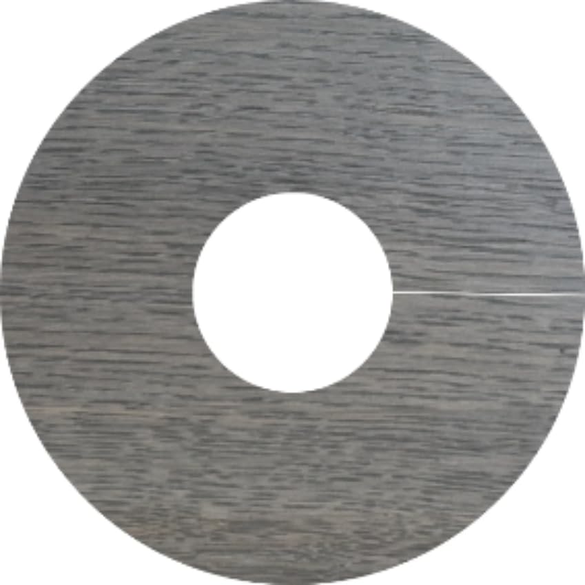 Oak Pipe Covers for Solid, Engineered Wood & Laminate Floors, 15mm Radiator Pipe Collars, Roses, Surroundings, Rings, Real Wood Oak Veneer, Slim Modern Profile, Self Adhesive (Medium Grey Oak, x4)