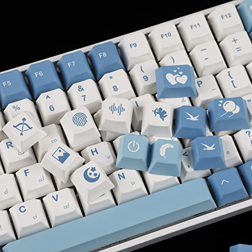 Image of YMDK 143 Sea Fog Love Letter Cherry Profile Dye Sub Thick PBT 5 Sides Mac Keycaps Set for ANSI 104 87 61 96 75 GMMK NCR80 Mx Keyboard