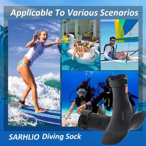 SARHLIO Neoprene Water Socks,3mm Anti-Slip Wetsuit Beach Booties for Outdoor Water Sports Diving Swimming,Sand Proof Waterproof Socks
