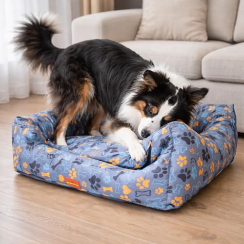 Image of SITSNOOZE XXXL Dog Bed (45kg+) for Tibetan Mastiff, Saint Bernard, Bully Kutta - Giant Orthopedic Washable Mattress, Heavy Duty Calming Sofa Lounger, Waterproof Cushion (Print 12, XXXL)