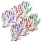 Jan & Matt Garden Collection Gardening Gloves for Women, Medium, Assorted 6-pack in Mint, Lavender,