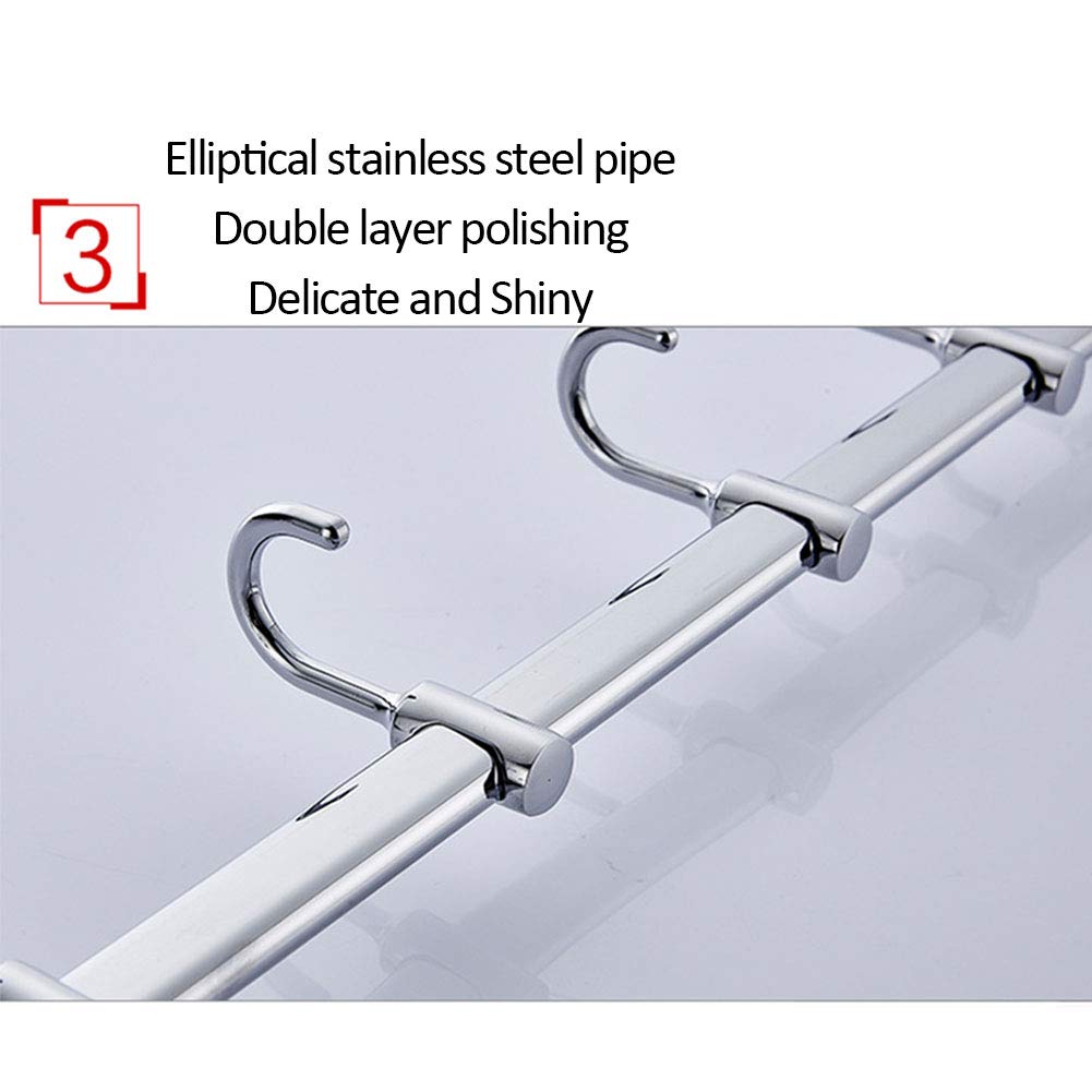 Rastrelliera Per Asciugamani - 80 Cm Con 15 Ganci, Acciaio Inox, Per Cucina E Bagno, Multifunzione - Foto 5