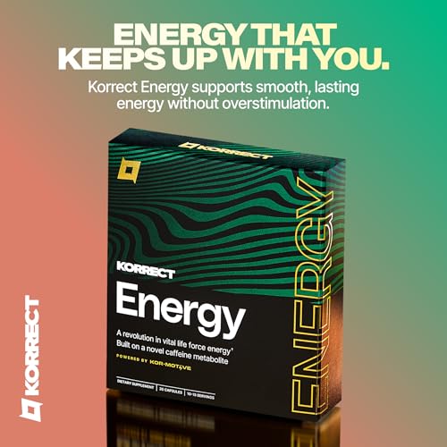 Image of Korrect Energy Paraxanthine Capsules, Caffeine Alternative, 30 Ct | Energy Supplement Supporting Focus, Mental Clarity, Sustained Energy, Caffeine Alternative, Vegan, Gluten Free, Non-GMO