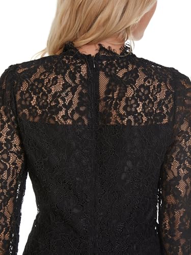Image of Women's Long Sleeve Lace Floral Wedding Guests Dress Elegant Cocktail Ocassion Party Midi Dress