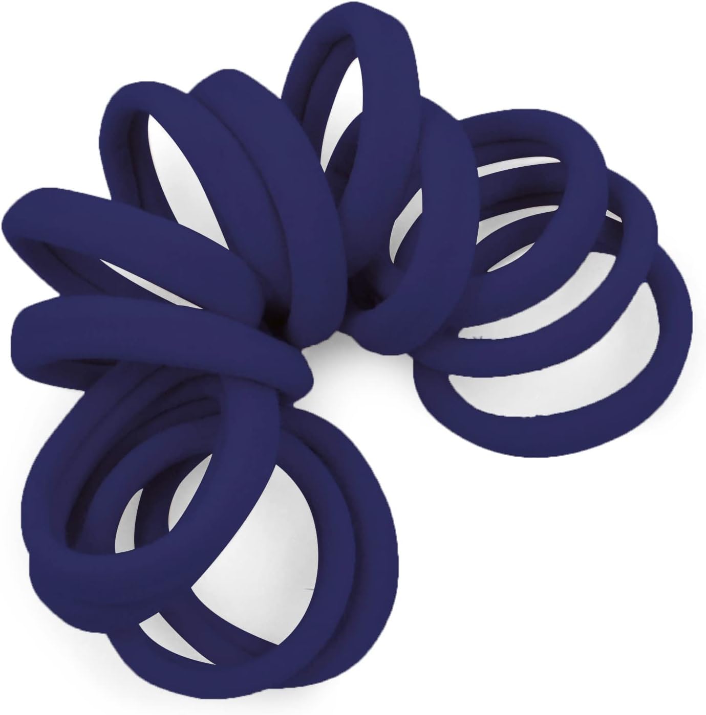 Elastici per capelli senza cuciture, blu navy, in morbido nylon, 12 pezzi