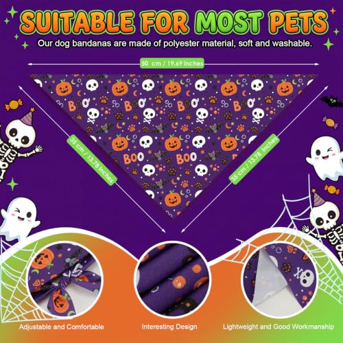 Image of Abbylike 50 Pcs Halloween Dog Bandanas Bulk Cute Dog Paw Prints Pattern