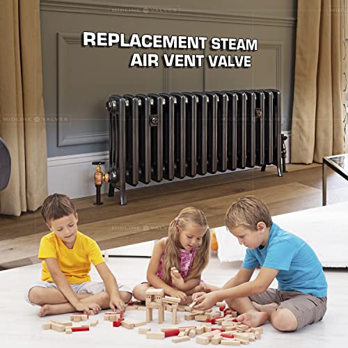 Image of Midline Valve 6I334-5 Steam Radiator Valve; Air Vent Temperature Control; 1-1 /2 in. FIP x Male Union; Brass (5 Pack)