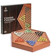 Yellow Mountain Imports Wooden Chinese Checkers Halma Board Game Set - 32.2 Centimeters - with Dr...