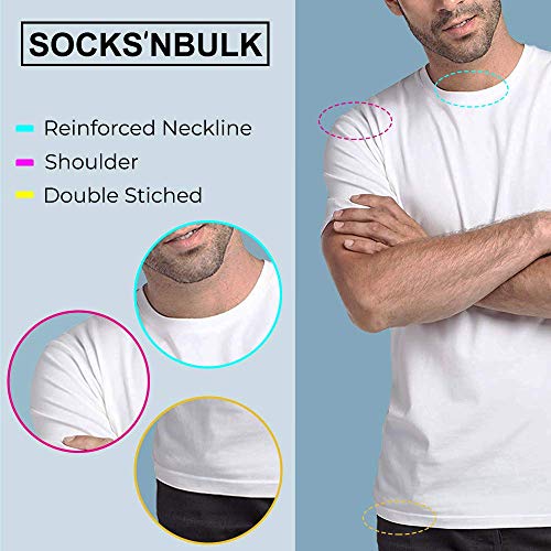 SOCKS'NBULK 36 Pack Mens Cotton Crew Neck Short Sleeve Casual T-Shirts White Color Lightweight Bulk Pack (White, X-Large)3