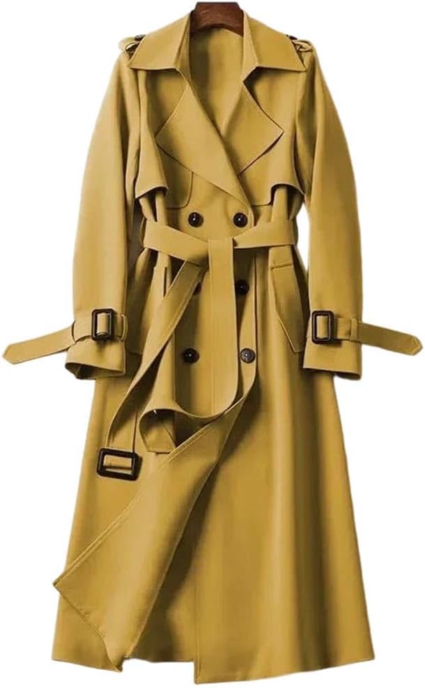 Women Trench Coat Mid Length Knee Length Casual Simple Daily Wear Outerwear