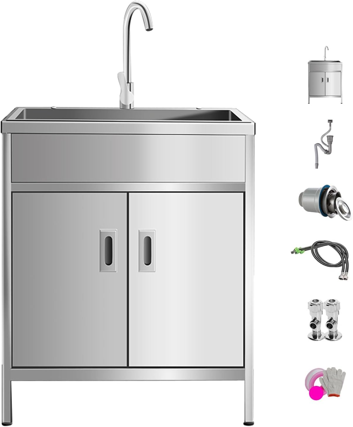 Stainless Steel Outdoor Sink, Standing Kitchen Sink with Base