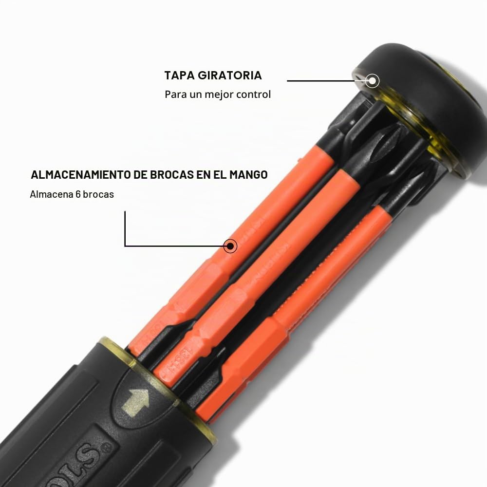Klein Tools 32306INS - Destornillador multibroca aislado 6 en 1, destornillador multibroca con cuello de bloqueo automático, clasificación de 1000 V, almacenamiento de brocas en el mango