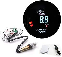 Shkalacar Kit de jauge de Rapport air-Carburant numérique Kit de Compteur de jauge AFR de pointeur de Moteur Automatique de Voiture 2 en 1 52MM Volmètre de Voiture avec capteur d'oxygène O2