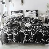 Luxlovery Black Marble Comforter Set California King Black and White Marble Bedding Comforter Set Wo