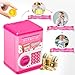 ATM Piggy Bank for Boys Girls, Vcertcpl Mini ATM Coin Bank Money Saving Box with Password Code, Kids Safe Money Jar for Real Money with Auto Grab Bill Slot, Great Gift Toy Bank for Kids (Pink)