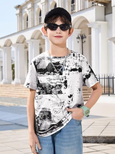 Haloumoning Boys Short Sleeve T Shirts Kids Hipster Hiphop Tops 5-14 Years — view 2