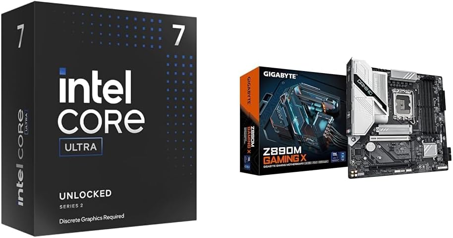 Intel Ultra 7 Desktop Processor 265KF - 20 cores (8P+12E) & GIGABYTE Z890 UD WIFI6E Intel Core Ultra (Series 2) LGA 1851 Motherboard, ATX, DDR5, 3X M.2, PCIe 5.0, Front USB Type-C,2.5GbE LAN,EZ-Latch