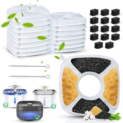 24-Pack Veken Pet Fountain Filters - Replacement Filters & Pre-Filter Sponges