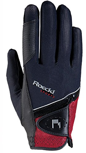Preisvergleich Produktbild Roeckl Sports Handschuh Madrid, Unisex Reithandschuh, Schwarz / Rot, Größe 7,5